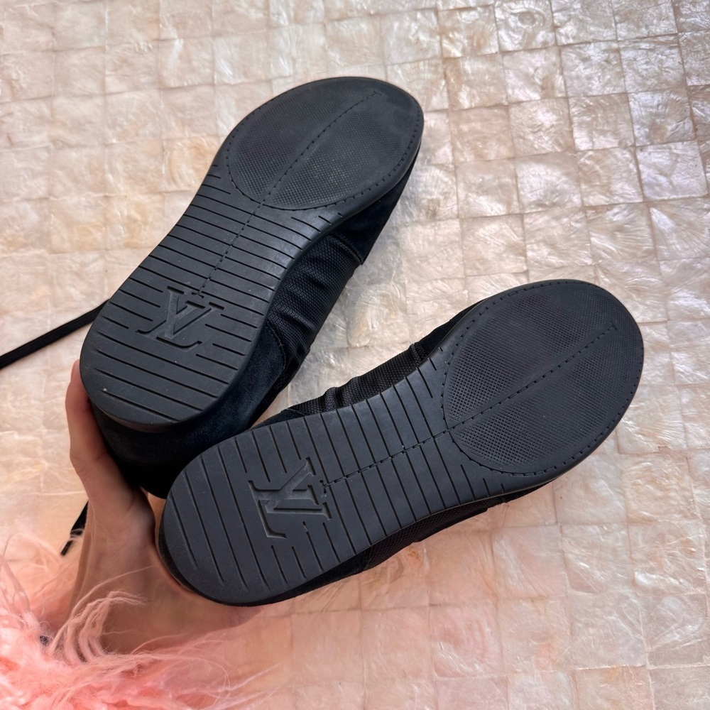 Authentic Louis Vuitton Black suede & canvas sneakers LV logo unisex trainers - Picture 7 of 14